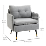 Fauteuil d'appoint, fauteuil rembourré avec dossier capitonné et pieds en acier pour salon