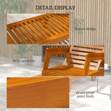 Chaise longue en bois Chaise de bronzage extérieure avec roulettes, dossier ajustable 3 positions et accoudoirs
