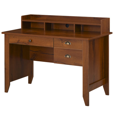 Study Table with Storage Hutch, Drawers, Shelf, Home Office Writing Table Study Workstation with Cable Management