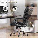 Chaise de bureau grande taille 180 kg, Chaise de bureau avec coussin à ressort, Cuir PU, Dossier haut, Roulettes pivotantes