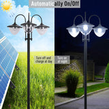 3-head LED Solar Light Lamp Street Light Post with Planter