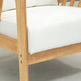 Fauteuil de salon rembourré avec cadre en bois d'hévéa, oreillers décoratifs et coussin confortable