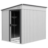 5x7 Garden Shed, Lean-to Metal Storage with Foundation, Sliding Door & 2 Vents for Garden Tools