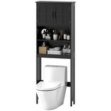 Modern Over The Toilet Storage, Bathroom Cabinets Over Toilet with Open Shelves and Double Door Cabinet