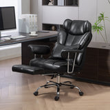 400LBS Massage Office Chair, Executive Office Chair with 6-Point Vibration, Footrest and Lumbar Support