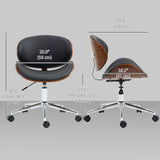 Office Chair, Faux Leather and Bentwood Computer Desk Chair with 360 Degree Swivel Wheels, Adjustable Height and Curved Seat