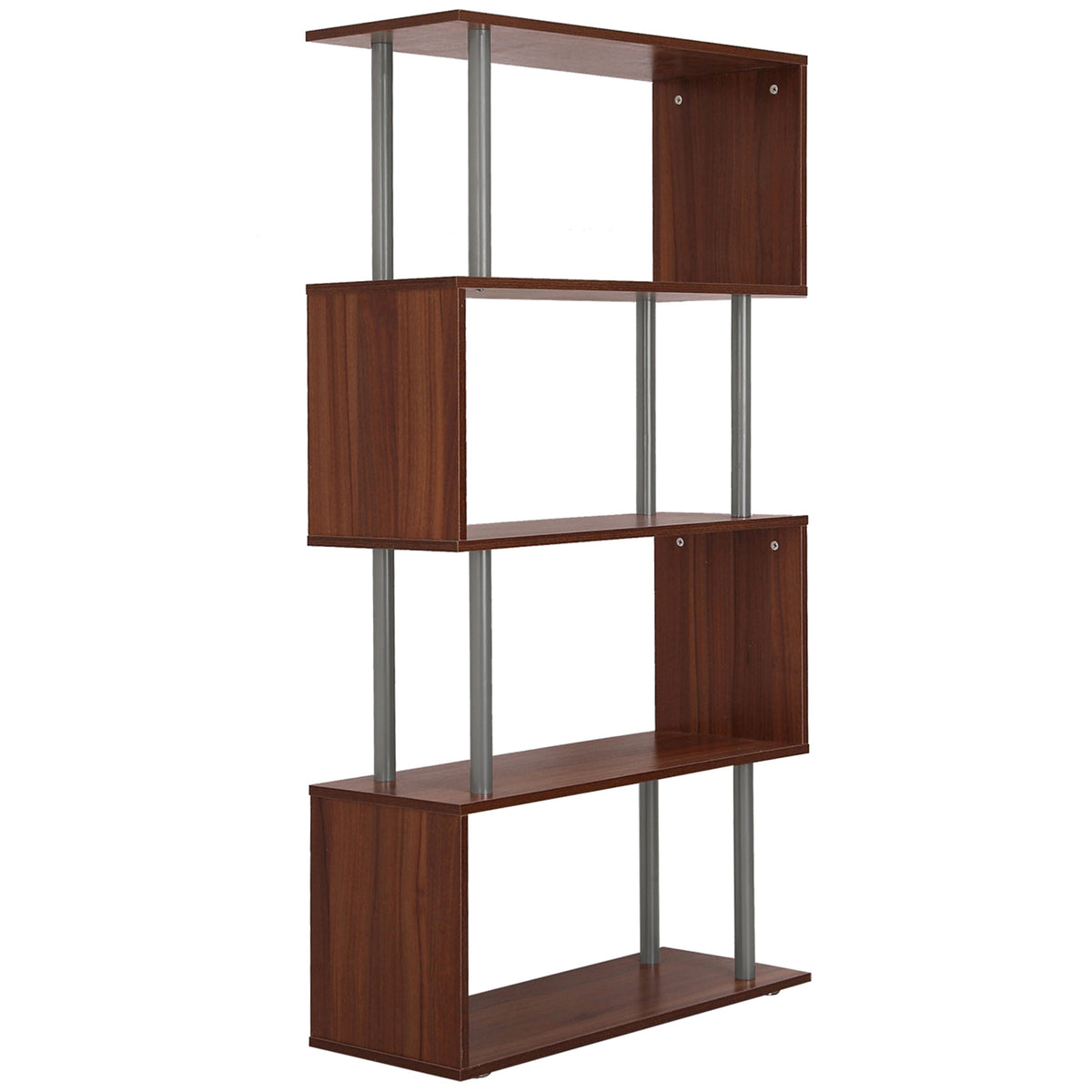 Étagère géométrique en bois à 5 niveaux en forme de S, bibliothèque de rangement avec cadre métallique pour le salon