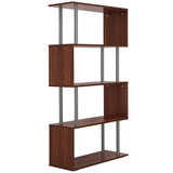 Étagère géométrique en bois à 5 niveaux en forme de S, bibliothèque de rangement avec cadre métallique pour le salon