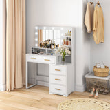 Illuminated Dresssing Table, Drawer and Storage Shelves for Bedroom
