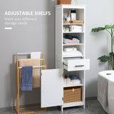 Tall Bathroom Storage Cabinet, Free Standing Bathroom Cabinet Slim Side Organizer w/ 3-Tier Open Shelf, and Drawer