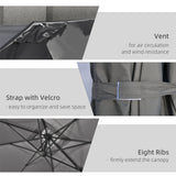 Parasol de patio cantilever 9 pi, inclinaison