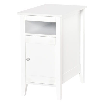 Table de chevet moderne à 3 niveaux en bois avec étagère coulissante, étagère ouverte réglable et armoire à porte