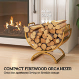 Firewood Rack Outdoor, Heavy Duty Log Holder with Handles for Indoor Outdoor Fireplace Storage