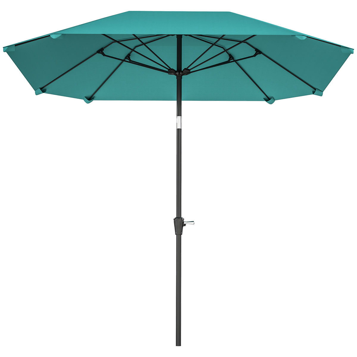 7.6FT Aluminum Patio Umbrella Parasol 8 Ribs Outdoor Market Umbrella with Crank, Push Button Tilt for Deck