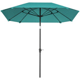 7.6FT Aluminum Patio Umbrella Parasol 8 Ribs Outdoor Market Umbrella with Crank, Push Button Tilt for Deck