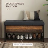 Rangement à chaussures avec siège, banc de couloir rembourré, banc à chaussures avec couvercle basculant et espace caché pour 4 paires de chaussures