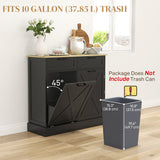 10 Gallon Hidden Garbage Bin Cabinet, Tilt Out Trash Cabinet w/ 2 Drawers