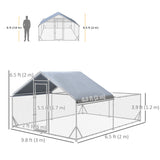 Grand enclos à poules métallique, cage à volaille accessible 13,1' x 9,8' x 6,4' pour canards