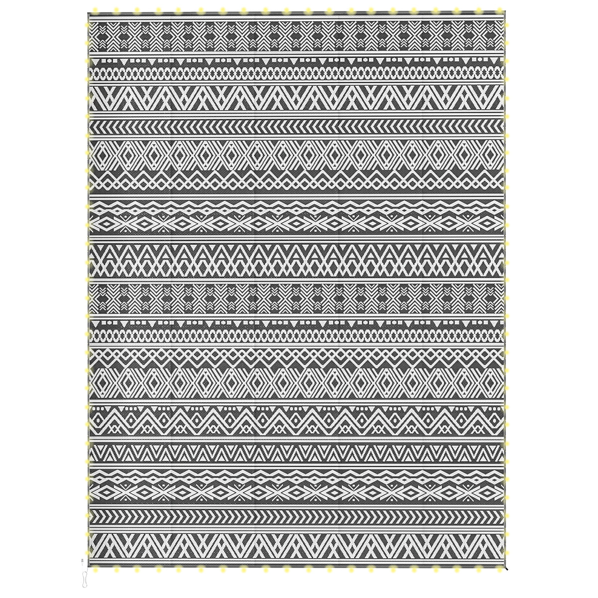 Tapis extérieur avec lumières USB, tapis de patio réversible avec sac de transport pour camping 12' x 9'