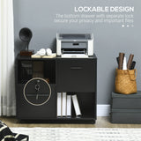 Mobile Printer Stand, Lateral File Cabinet with Lock, Filing Cabinet with Hanging Bars for Letter, A4 Size