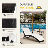 Patio Rattan Chaise Lounger Wicker Foldable Reclining Backrest PE Rattan Outdoor Lounge Chair, Recliner with Cushion for Garden