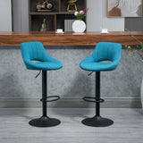 Bar Stools Set of 2, Swivel Counter Height Barstools with Adjustable Height, Linen Upholstered Bar Chairs with Round Metal Base and Footrest