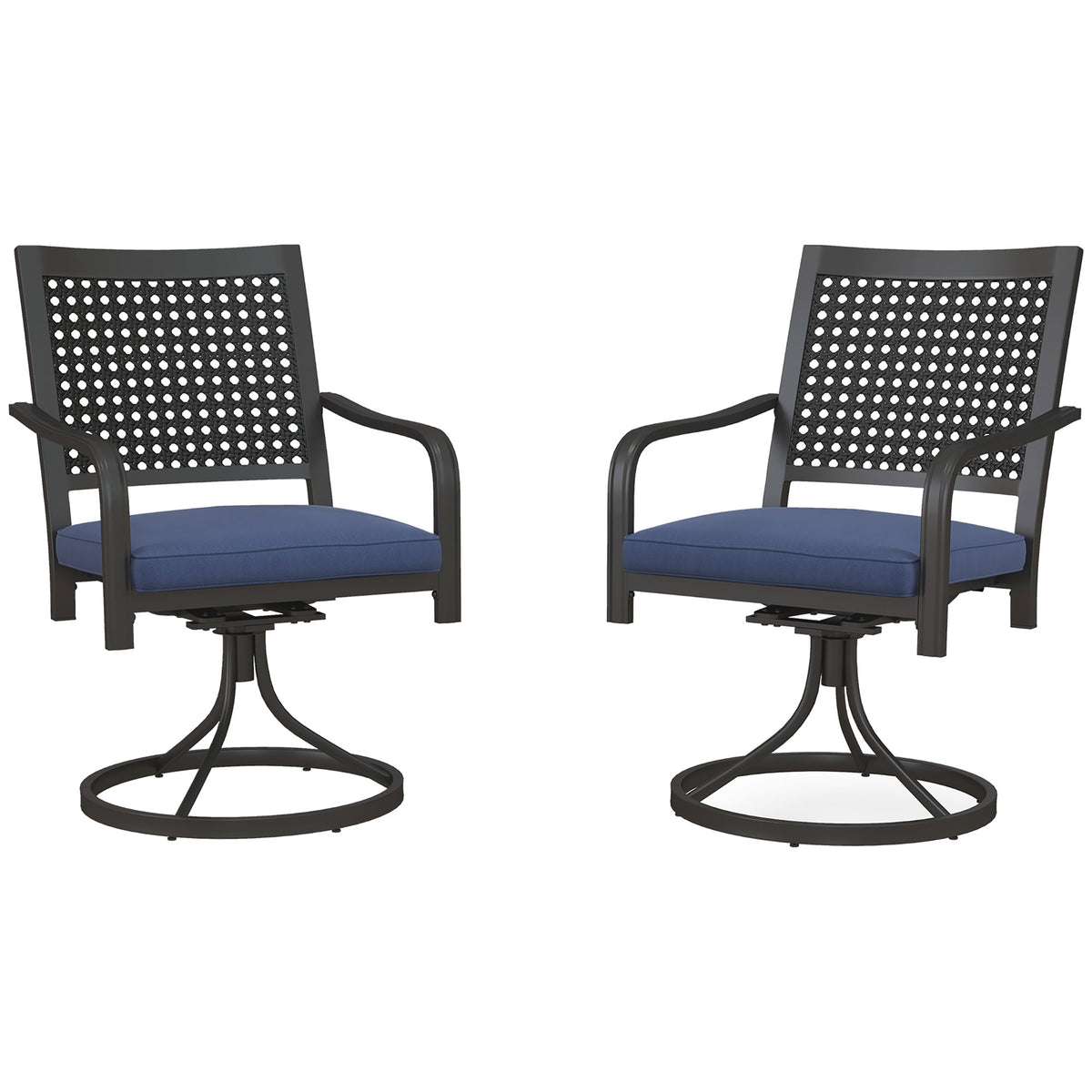2 Pieces Patio Swivel Chairs with Cushion