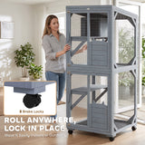 Movable Catio Outdoor Cat Enclosure with Resting Box, 3 Jumping Platforms