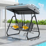 Patio Swing Chair w/Adjustable Canopy Outdoor Porch Swing w/Dual Independent Seats 2-Seat