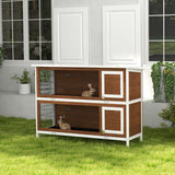 2 Tier Wooden Rabbit Hutch Bunny Pet House Wooden Coop Run