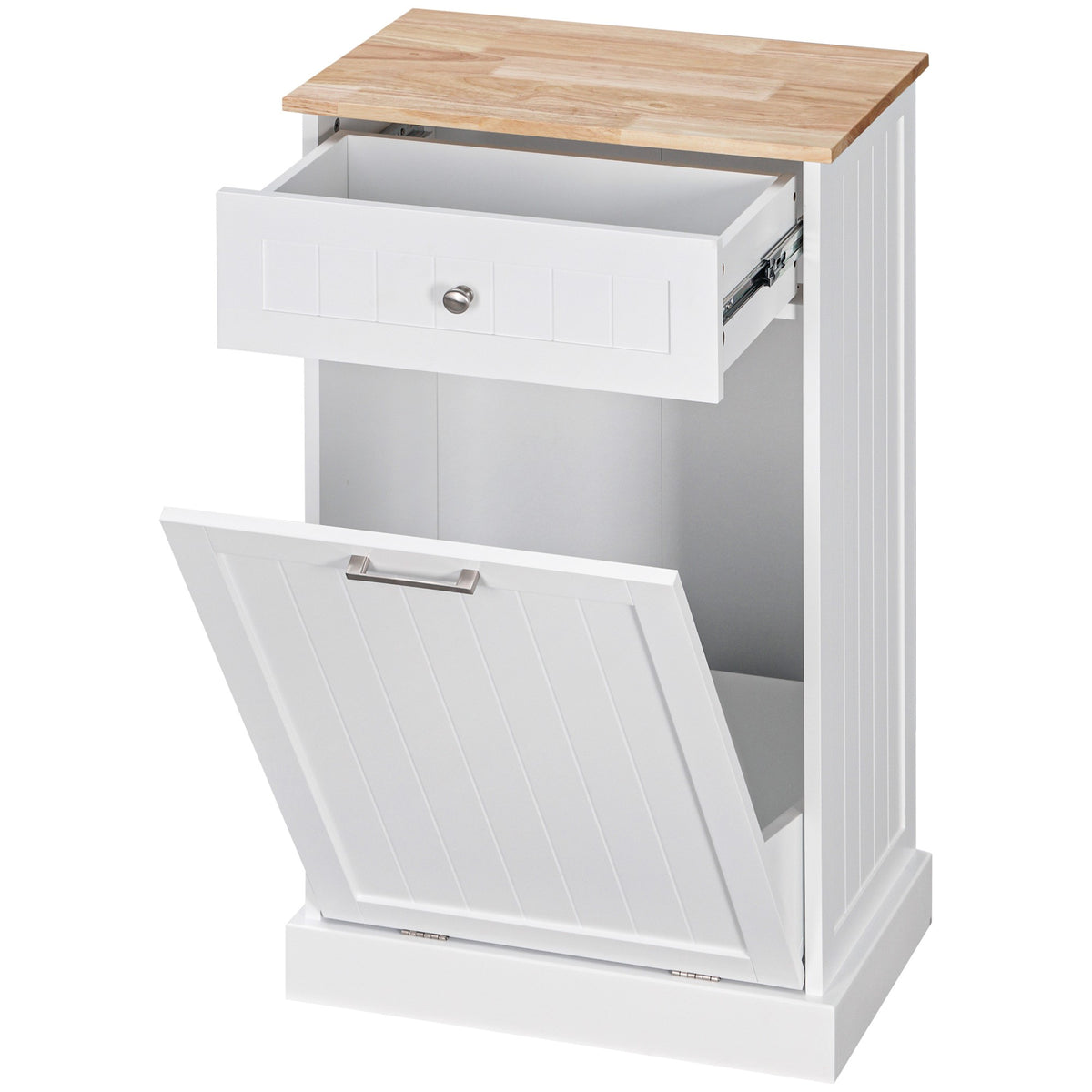 Kitchen Tilt Out Trash Bin Cabinet, Trash Can Holder with Drawer