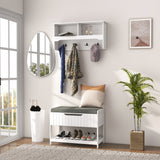 Porte-manteau mural avec banc de rangement à chaussures, meuble d'entrée avec banc, porte-vêtements avec étagères pour couloir