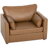 Accent Chair, PU Leather Armchair with Wide Seat, 2 Pillows