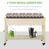 Mobile Raised Garden Bed Elevated Wood Planter Box with Lockable Wheels, Storage Shelf for Herbs Vegetables