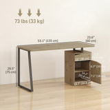 53 Inch Computer Desk, Writing Table with Cabinet, Drawer, Adjustable Shelf for Home Office Study