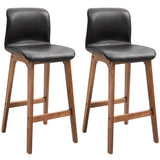 Modern Bar Stools Set of 2, Counter Height Bar Chair with PU Leather Wooden Frame Padding Seats for Dining Room Home Bar