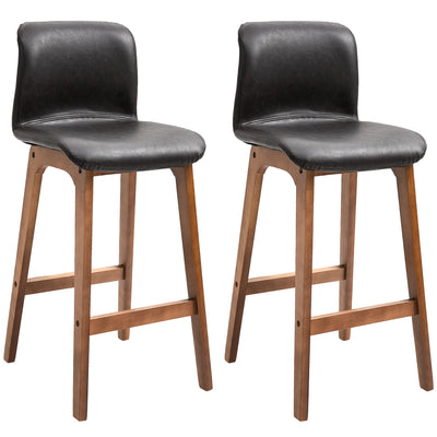 Modern Bar Stools Set of 2, Counter Height Bar Chair with PU Leather Wooden Frame Padding Seats for Dining Room Home Bar