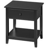 Modern Style Nightstand, Small End Table with Drawer and Storage Shelf for Bedroom