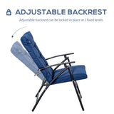 Chaise longue pliante, fauteuil relax tissu rembourré, cadre métallique pour cour