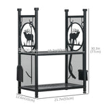 2-Tier Firewood Rack with Shovel, Outdoor Indoor Wood Storage Stacker
