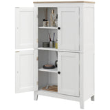 Bathroom Storage Cabinet, Modern Bathroom Floor Cabinet with 4 Doors and 2 Adjustable Shelves