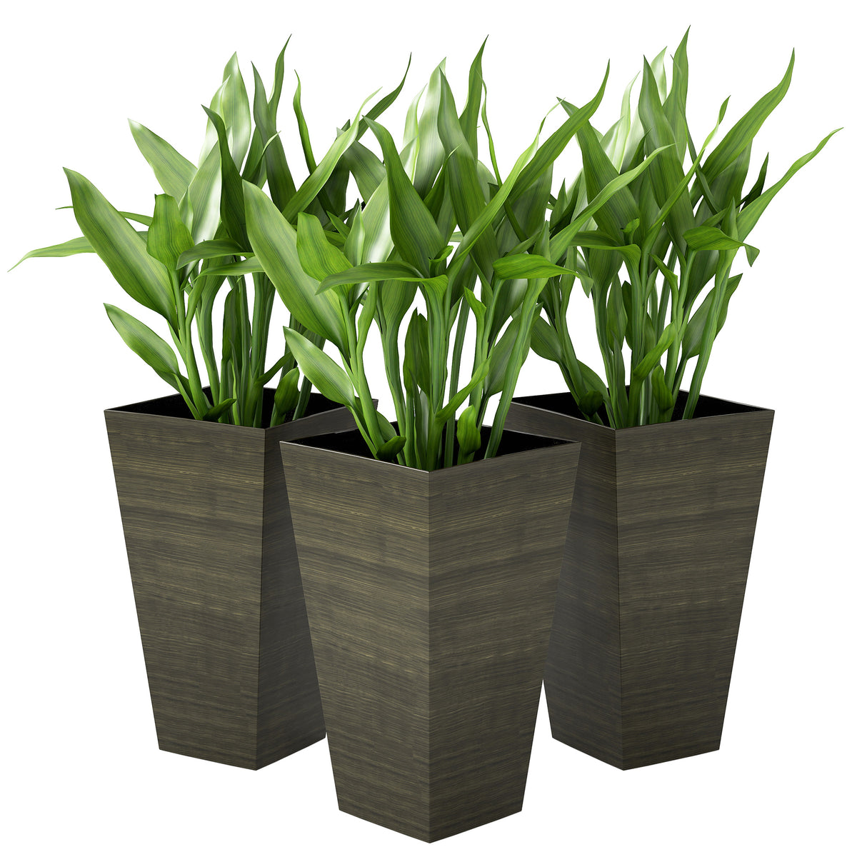 Tall Planter for Outdoor Plants Set of 3, 28 Inch Taper Planter with Drainage Holes