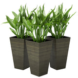 Tall Planter for Outdoor Plants Set of 3, 28 Inch Taper Planter with Drainage Holes