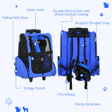 2-IN-1 Pet Luggage Box Backpack Carrier Cats Dogs w/ Handle, Rolling Wheel