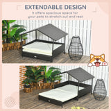 Rattan Dog House with Canopy, Wicker Dog Bed with Water-Resistant Cushion, for Small and Medium Breeds