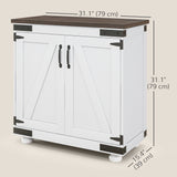 Buffet bahut, armoire de rangement de cuisine avec porte grange et étagères ajustables