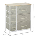 Commode 7 tiroirs, chiffonnier avec cadre métallique, commode en tissu pour salon