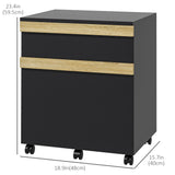 Mobile Filing Cabinet with 2 Drawers, Office Storage Cabinet with 5 Wheels