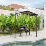 8' x 5' Hardtop Grill Gazebo Aluminium BBQ Canopy Gazebo Outdoor Canopy with Side Shelves