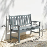 Outdoor Bench, 2-Person Garden Seating with Slatted Seat